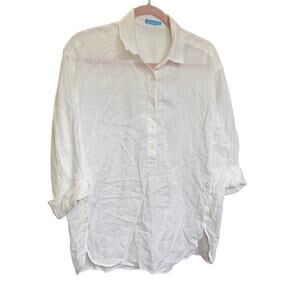 J.Mclaughlin White 100% Linen Button Up Shirt Womens Size Small NWOT Summer